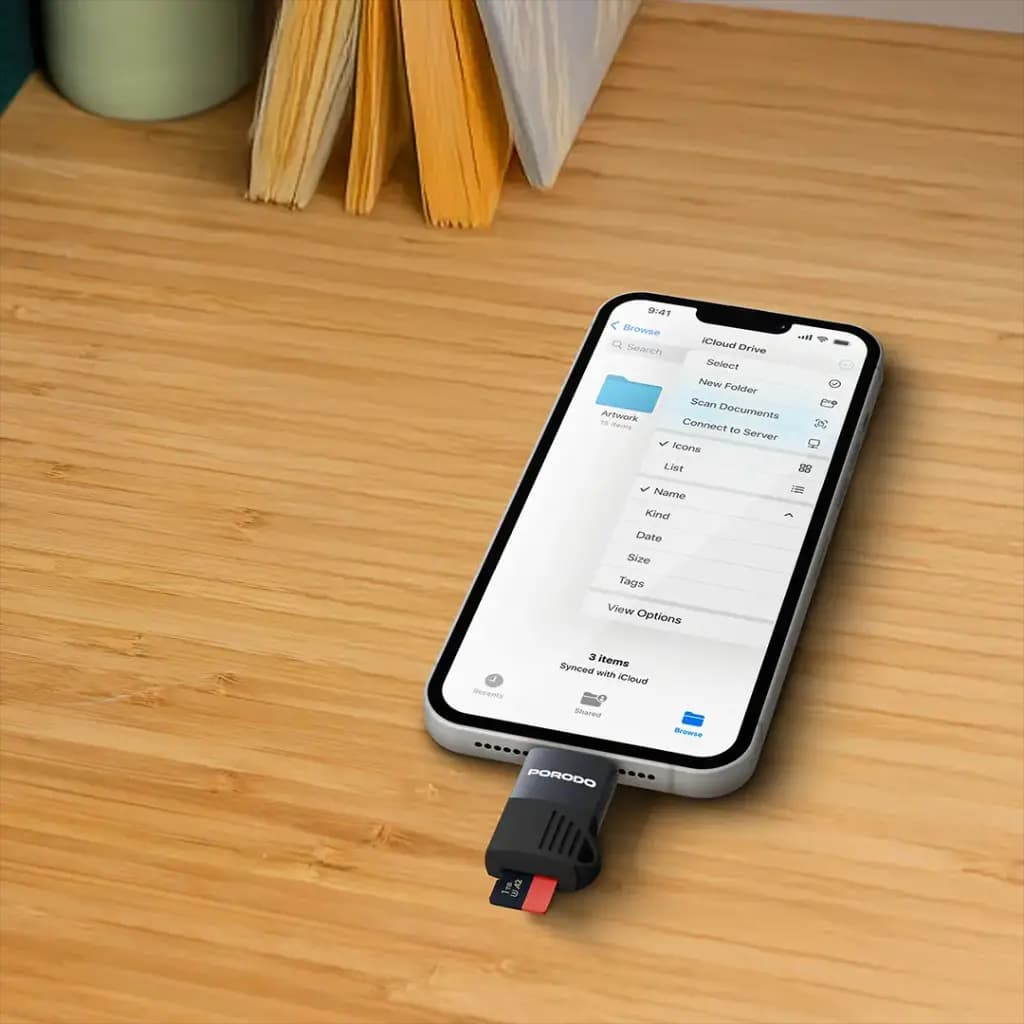 Porodo Lightning OTG TF Card Reader