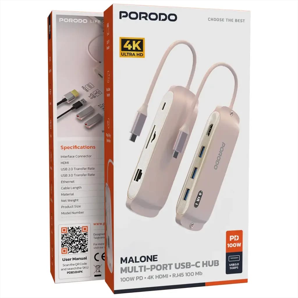 Porodo Malone Multi-Port USB-C HUB