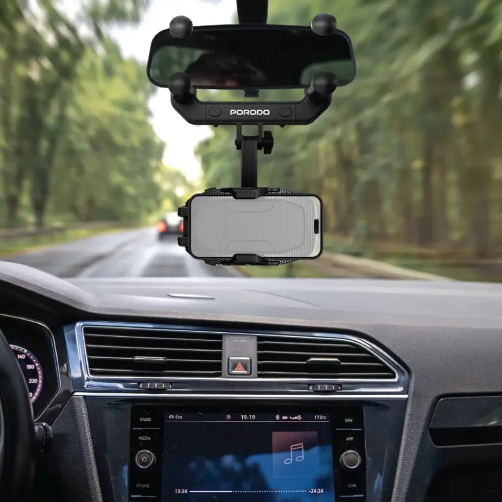 Porodo Mirror-Mounted Phone Holder Bracket with Extendable Arm