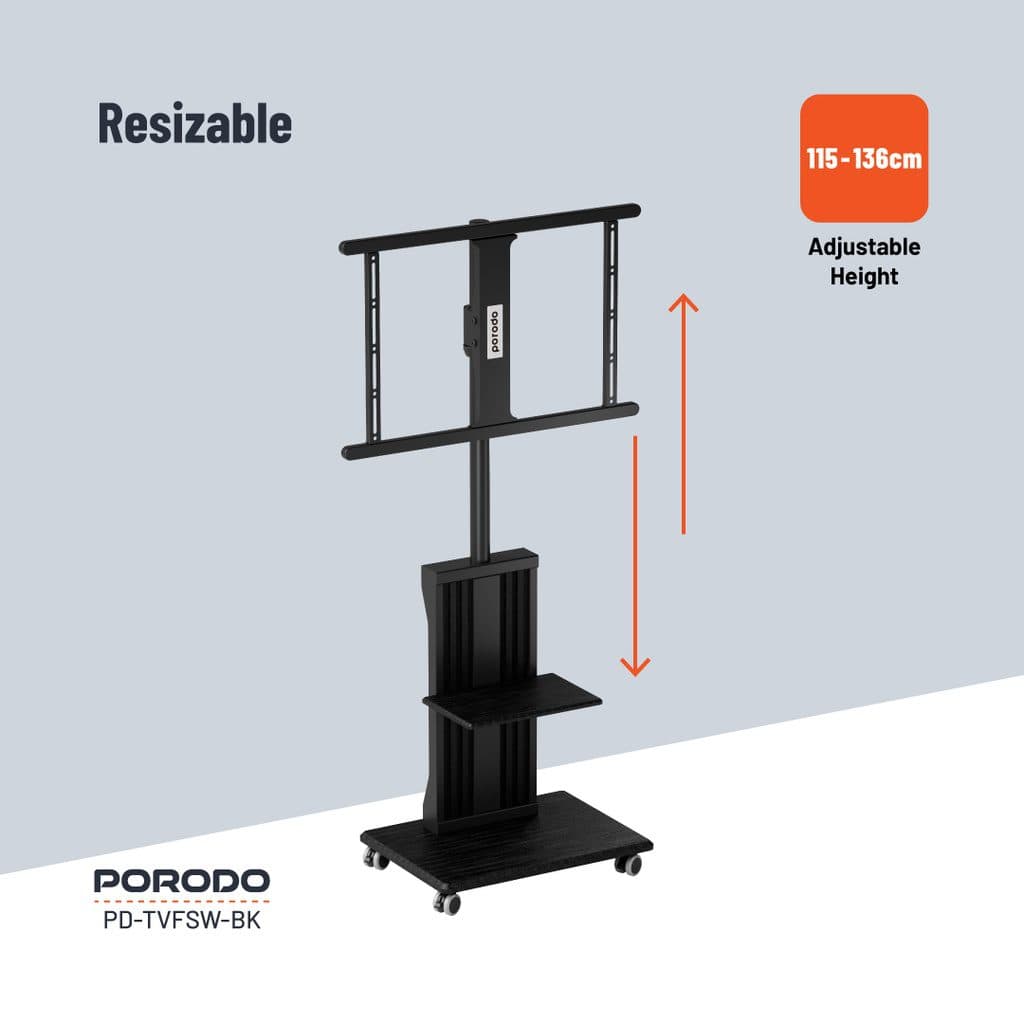 Porodo Mobile TV Stand Dynamic Swivel & Tilt