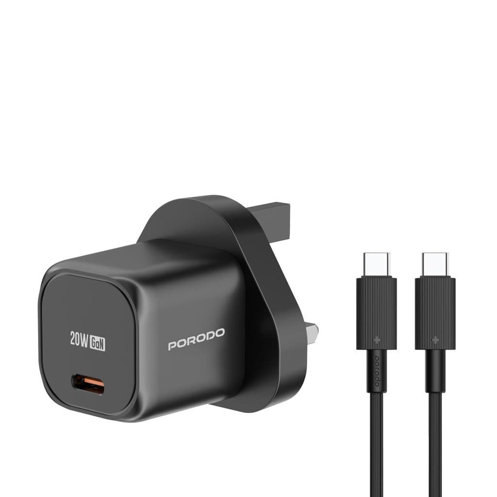 Porodo PD 20W UK Fast Charger with C to C Cable
