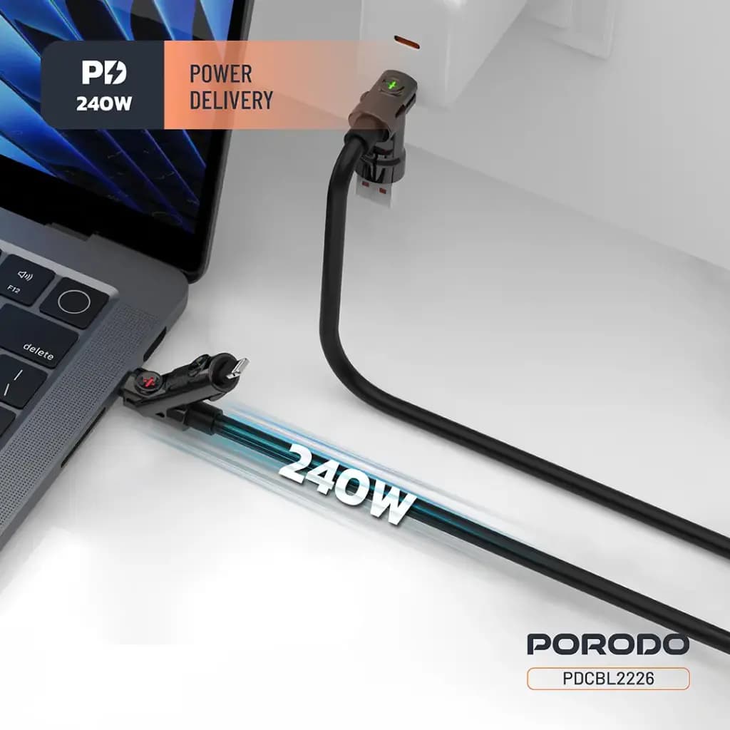 Porodo Powerglow 4-In-1 High-Speed Charging Cable PD 240W