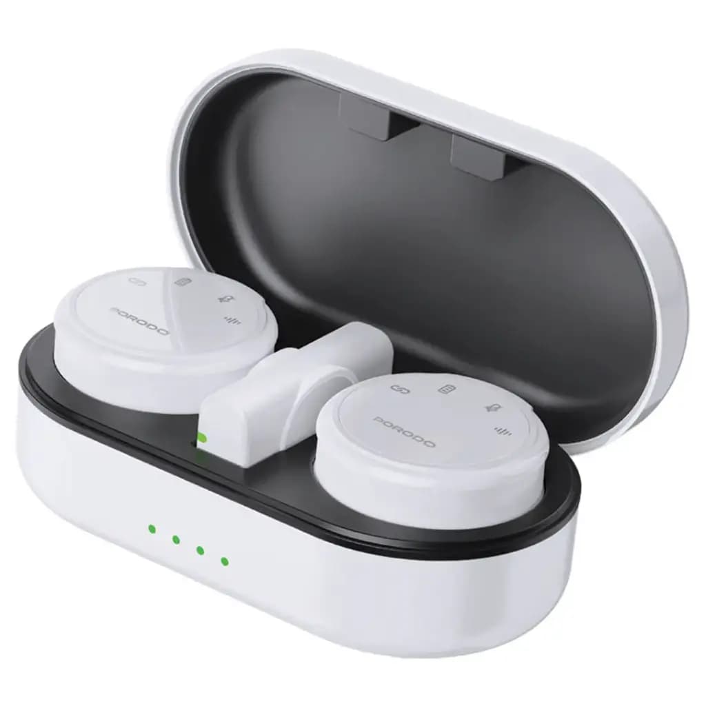 Porodo Professional Lavalier Microphone Set with Magnetic Clips & Charging Case