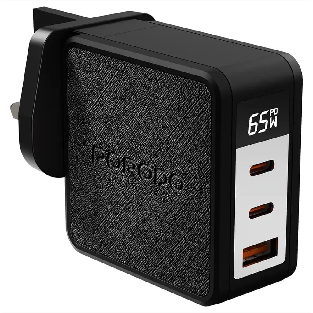 Porodo Quantom GaN 65W Multi-Port Charger with Digital Display