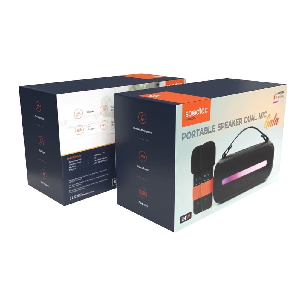 Porodo Soundtec 24W Speaker with Dual Wireless Microphone
