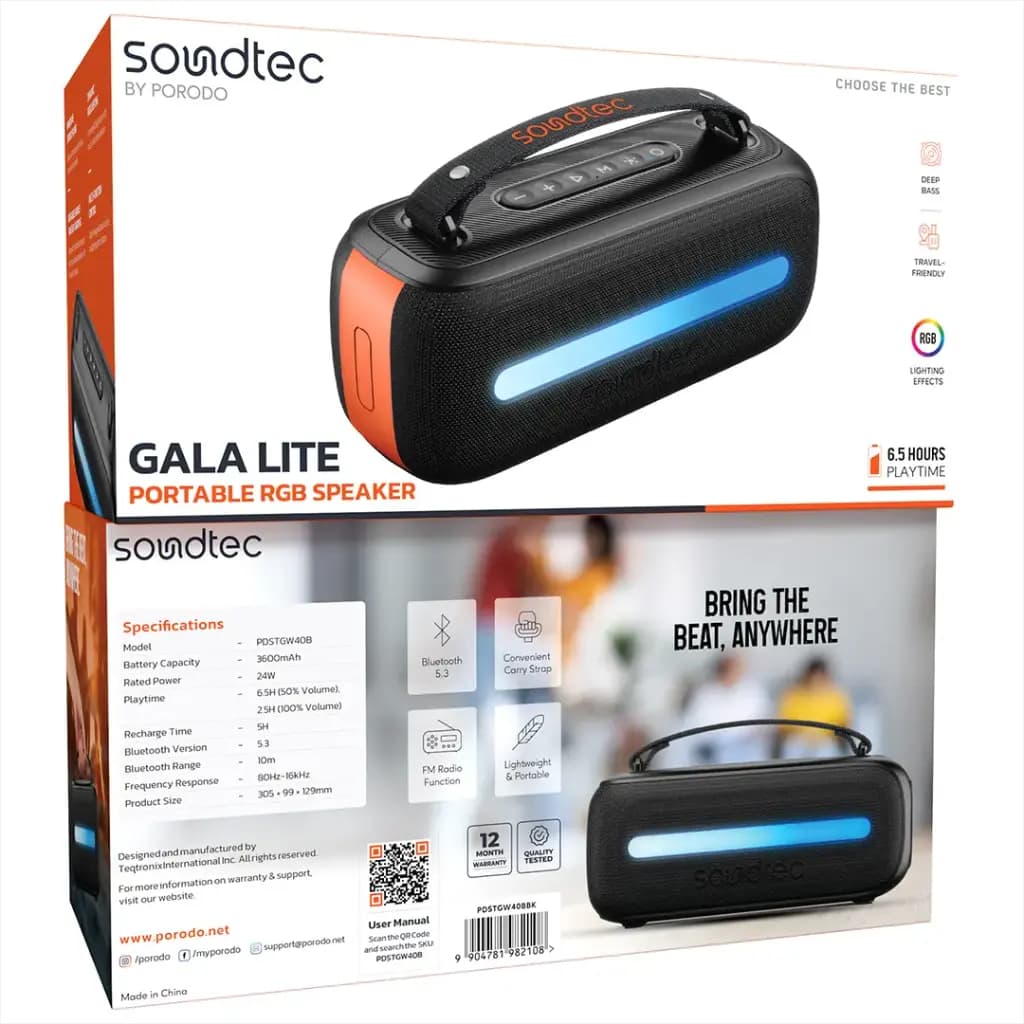 Porodo Soundtec Gala Lite Portable RGB Speaker