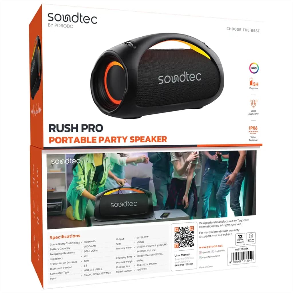 Porodo Soundtec Rush Pro Portable Party Speaker