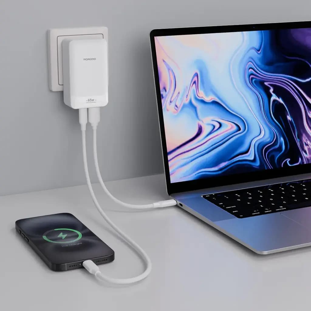 Porodo TerraCharge 65W GaN Dual-Port Adapter