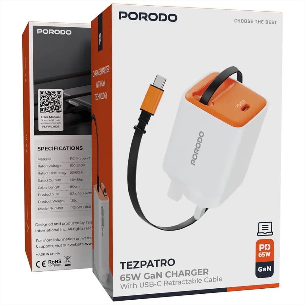 Porodo Tezpatro 65W GaN Charger