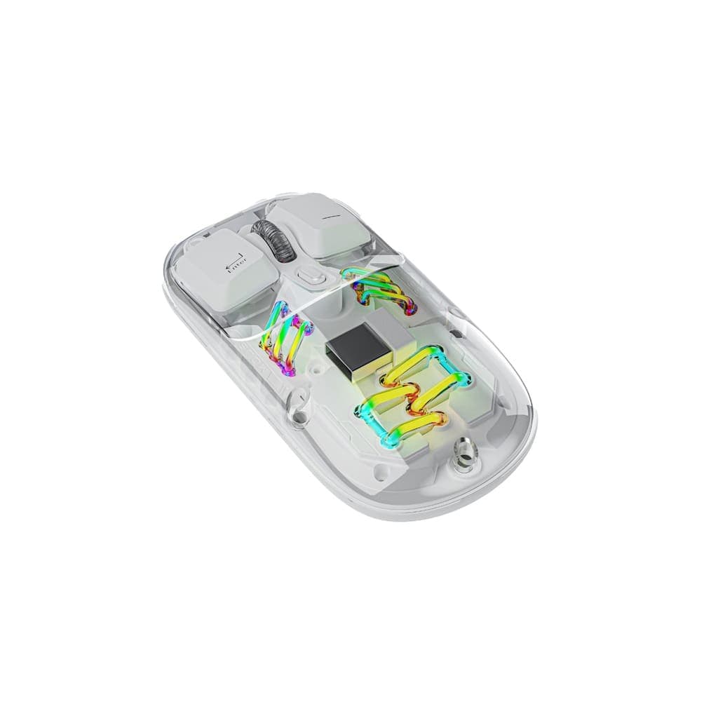Porodo Transparent Dual-Mode Wireless Mouse RGB Light And Magnetic Cover