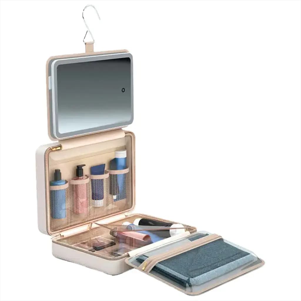 Portable Hanging Travel Toiletry Bag with Mirror