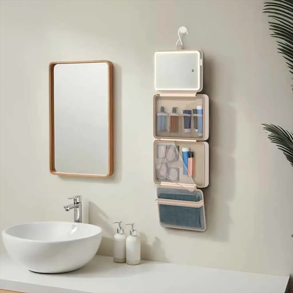 Portable Hanging Travel Toiletry Bag with Mirror