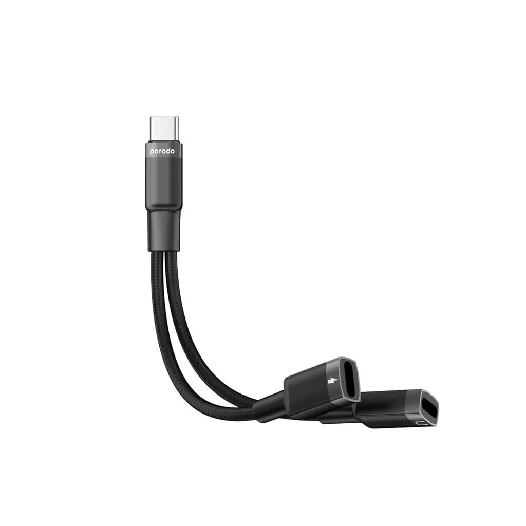 Porodo Type-C Audio & Charge Adapter 0.12m
