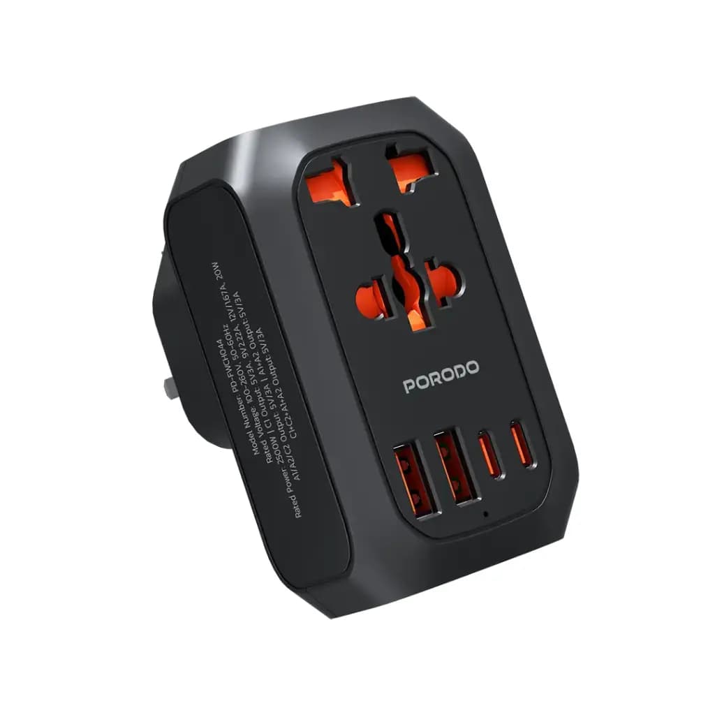 Porodo Universal AC Adapter Multi-Device Charging EU Plug