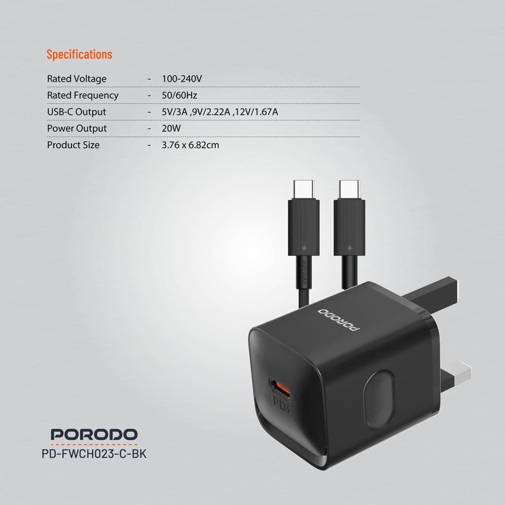 Porodo USB-C Power Delivery Wall Charger