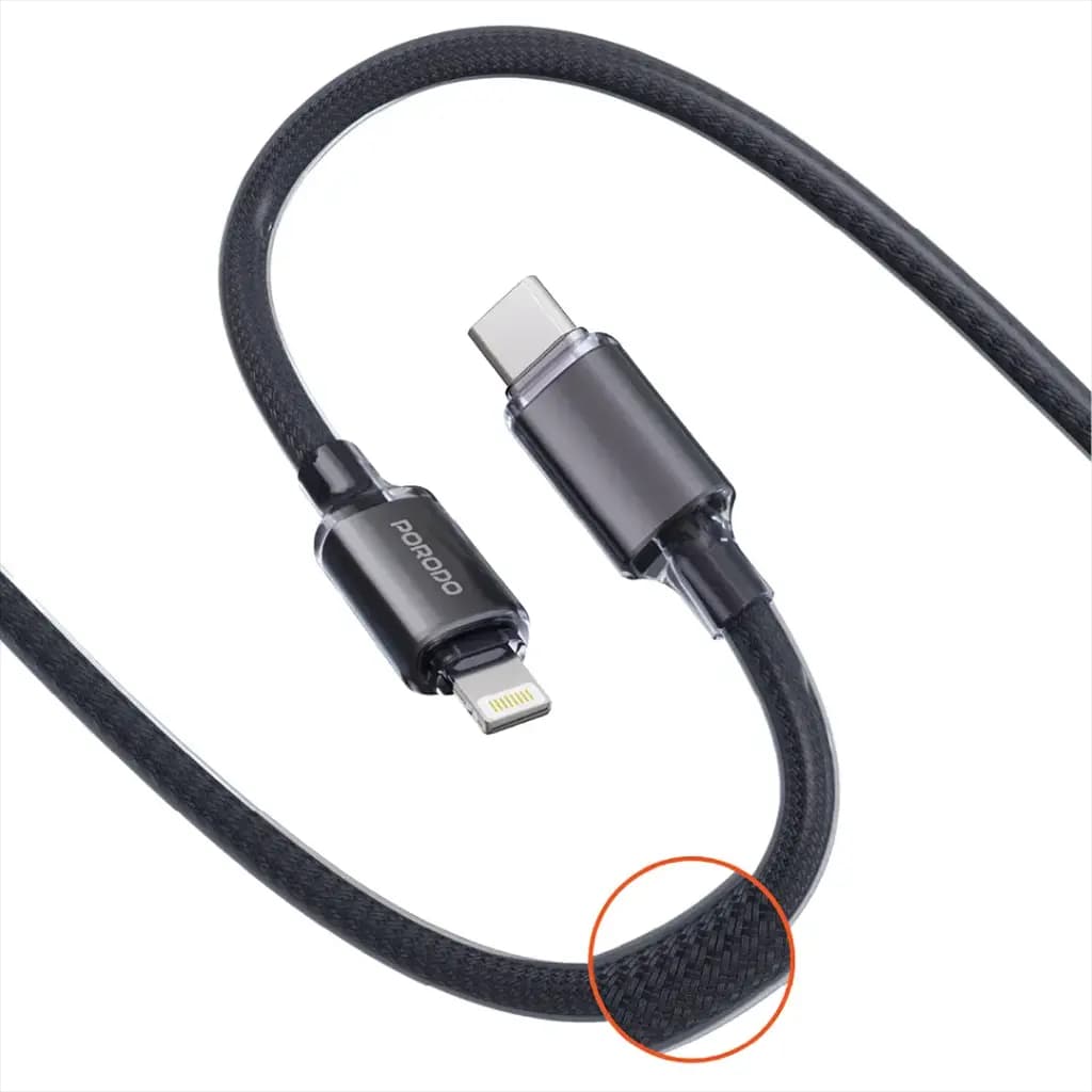 Porodo USB-C to Lightning Braided Cable