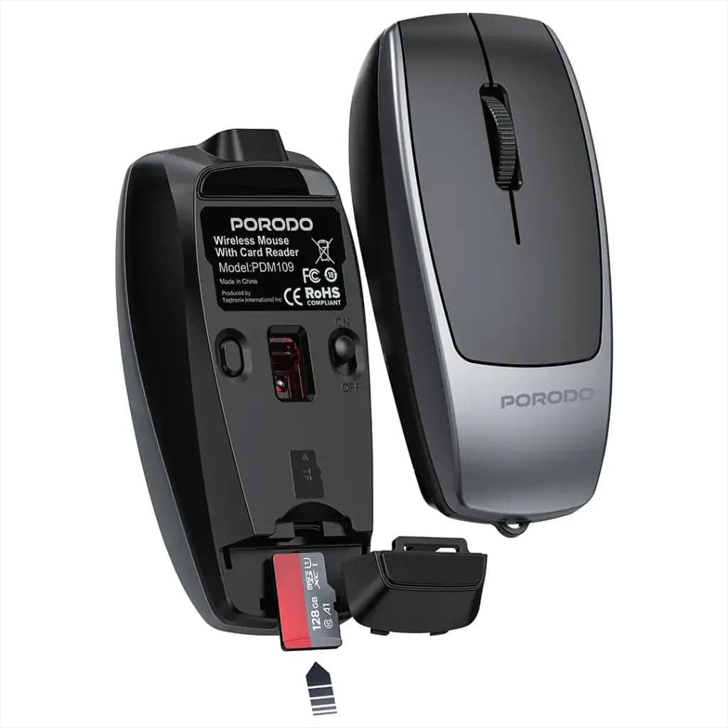 Porodo Wireless Mouse 1600DPI with Card Reader