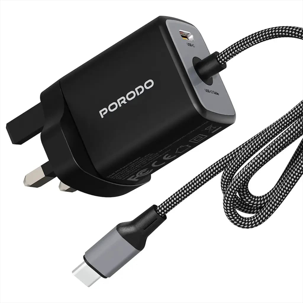 Porodo ZENTRIX 35W GaN Fast Charger with 1.5m Braided USB-C Cable