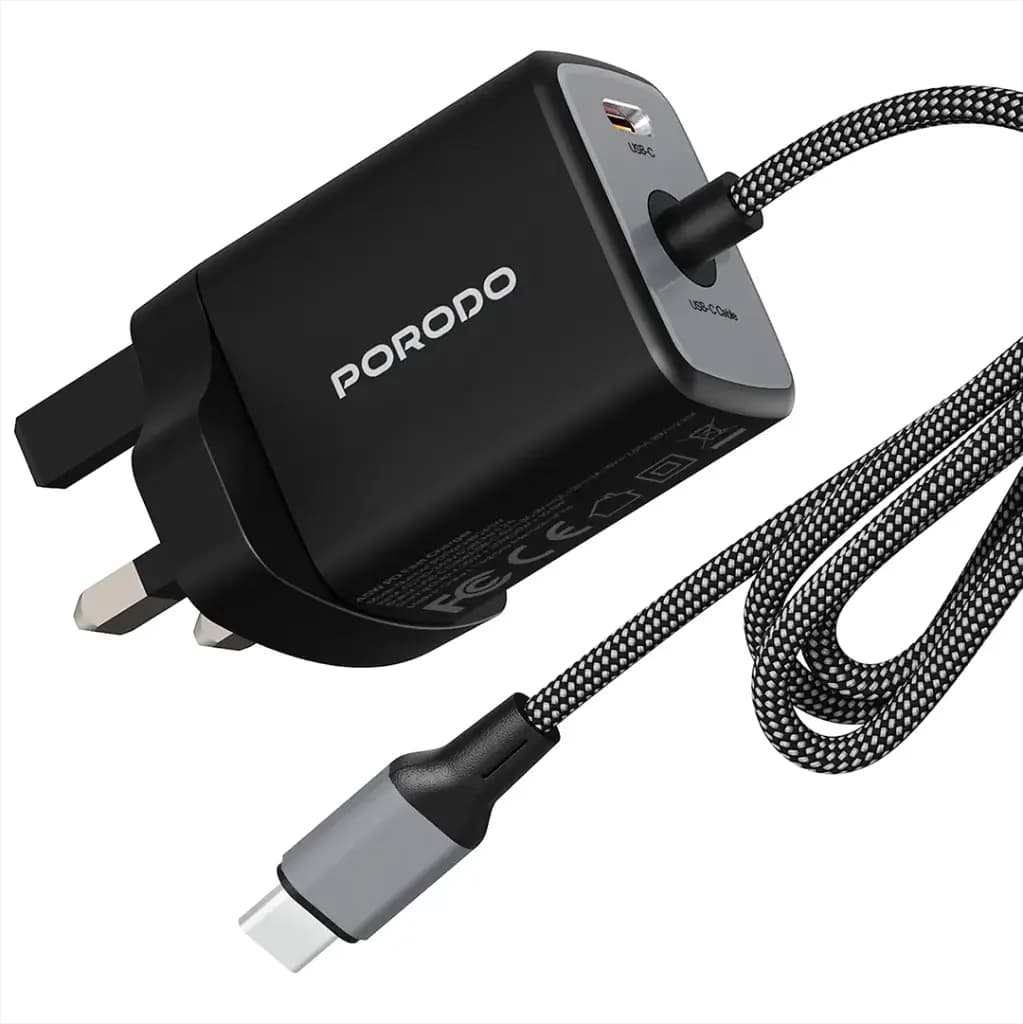 Porodo ZENTRIX 45W GaN Fast Charger with 1.5m Braided USB-C Cable
