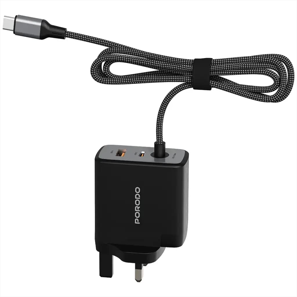 Porodo ZENTRIX 65W GaN Fast Charger with 1.5m Braided USB-C Cable