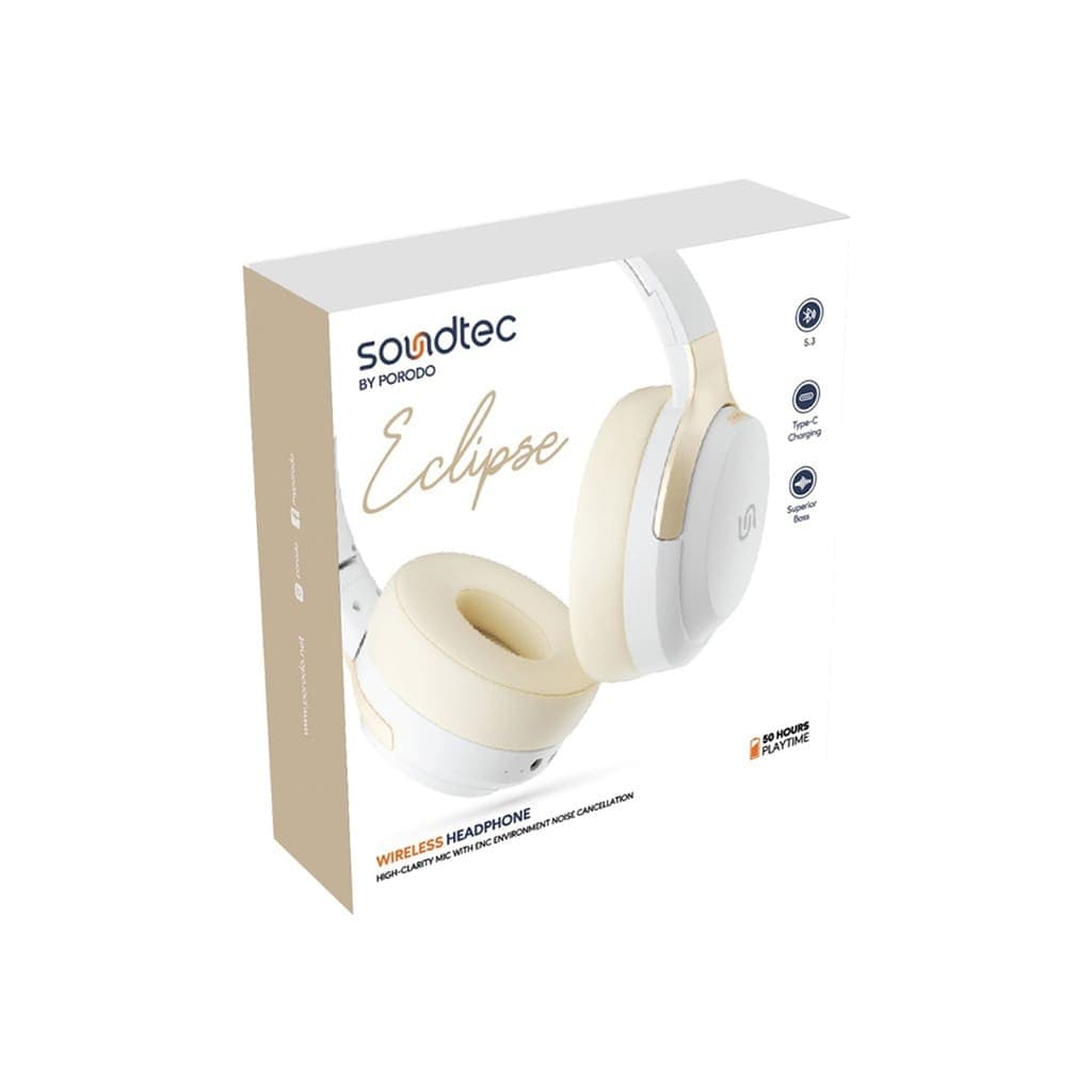 Soundtec By Porodo ECLIPSE Wireless Headphone High-Clarity Mic With ENC Environment Noise Cancellation