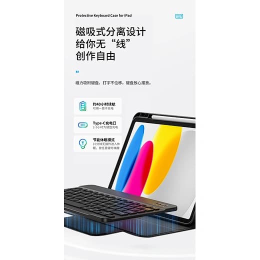 WiWU Protective Keyboard Case for iPad 10.2"/10.5''