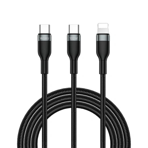 WiWU Wi-C029 Concise 100W 2 in 1 Fast Charging Cable - Black