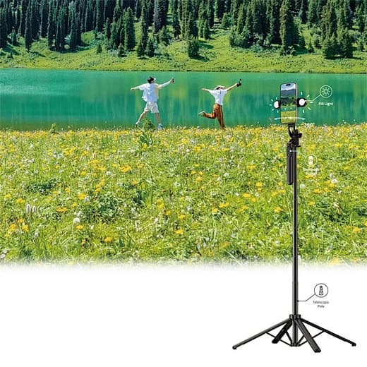 Adjustable Tripod Stand with Phone Holder and Fill Light