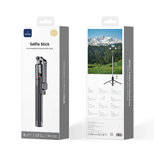 WiWU Wi-SE015 Live Broadcast Tripod Selfie Stick 1.8m - Black