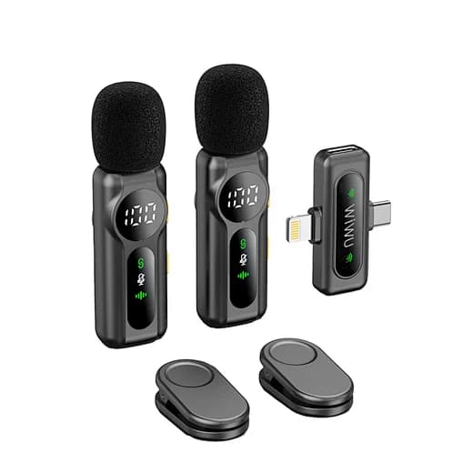Wireless Lavalier Microphone Set with Digital Display