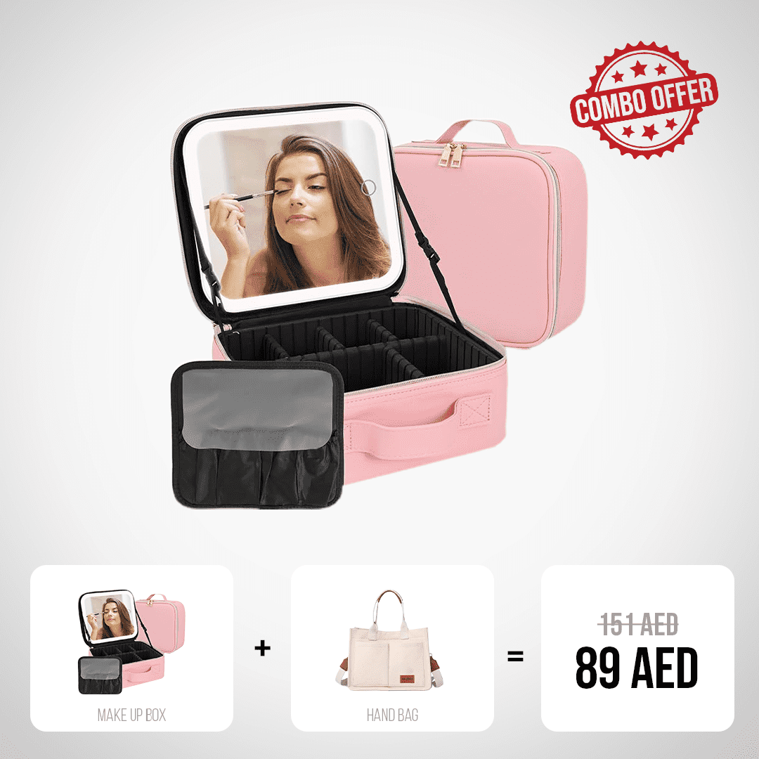 Women Hangbag + Makeup Bag with LED