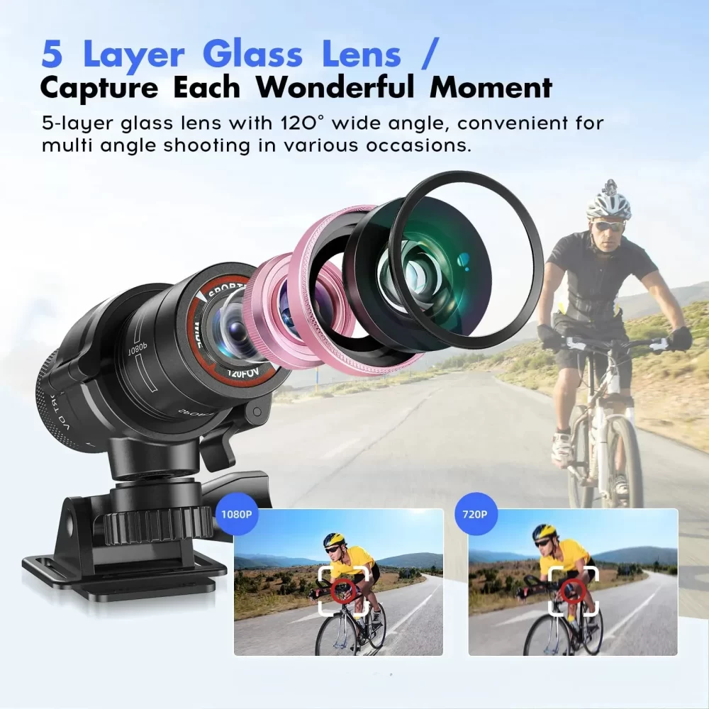 F9 Sport Camera HD 1080P Bike Motorcycle Helmet Camera Outdoor Action DV Video DVR Audio Recorder Dash Cam for Car Bicycle - Image 3