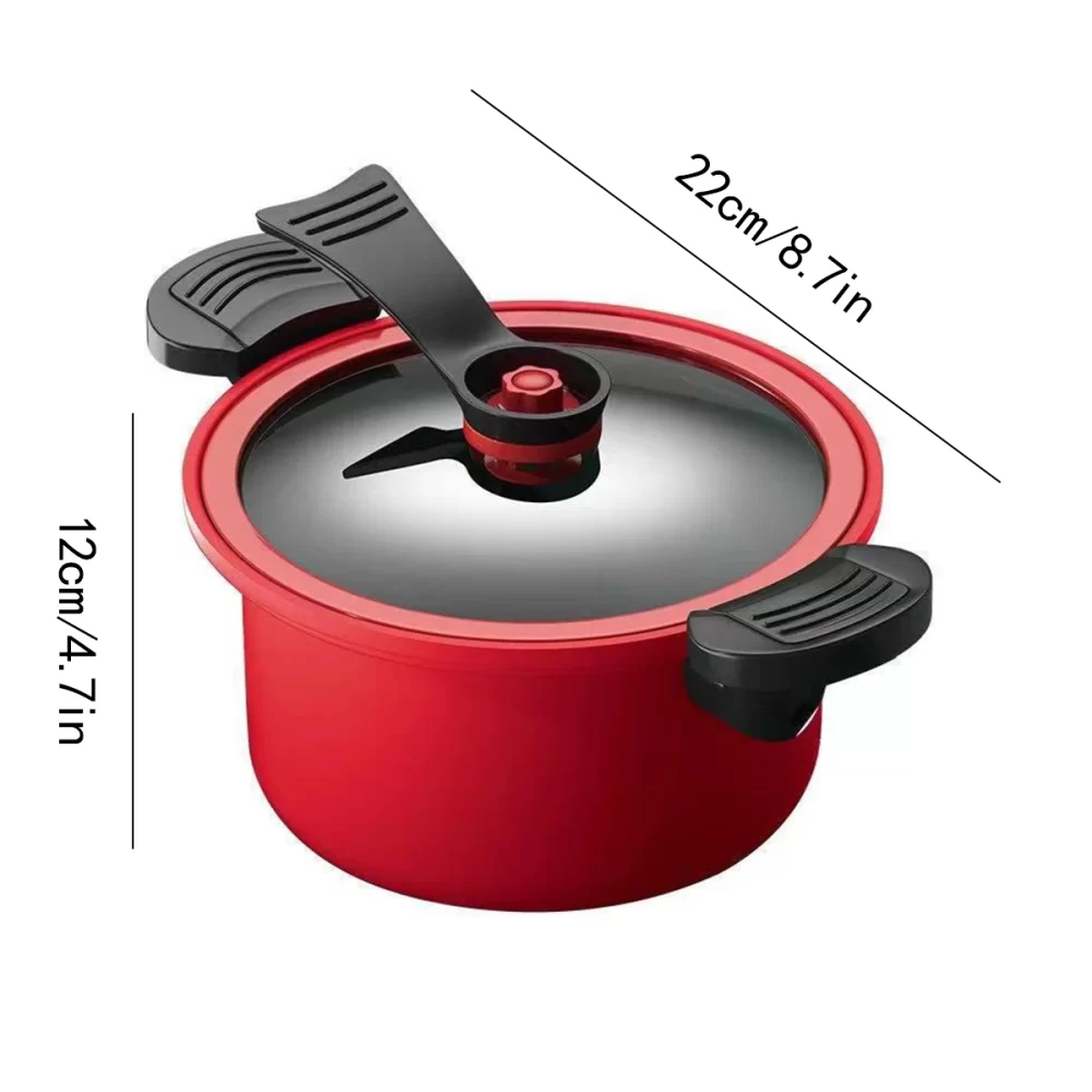 Advanced Red Thick 3.5L Non stick Pressure Pot with Micro Pressure Multi purpose Soup and Cooking Pot for Home and Kitchen -1Pcs - Image 2