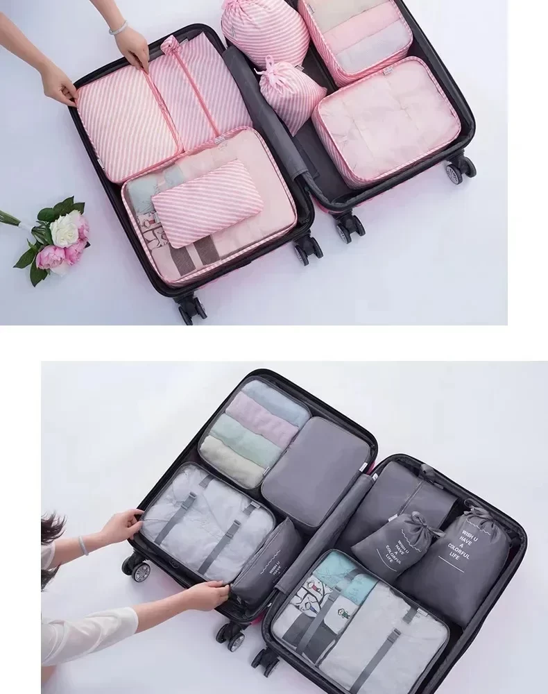 Handy 7Pcs Travel Packing Cubes Set Organizer Storage Bags Suitcase Portable Luggage Clothes Shoe Tidy Pouch Fold Gift - Image 5