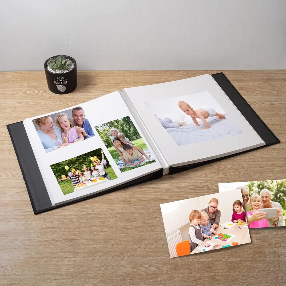 Album Self-adhesive Scrapbook for 4×6 5×7 8×10 photos DIY magnetic linen cover 40 pages Family wedding gift with metal pen and - Image 2