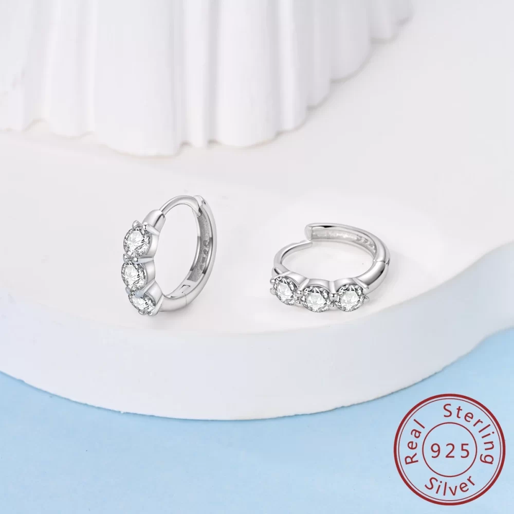 MULA 1PC 925 Sterling Silver Woman Hoop Earring Zircon Round Pendientes Fine Jewelry Gift - Image 4