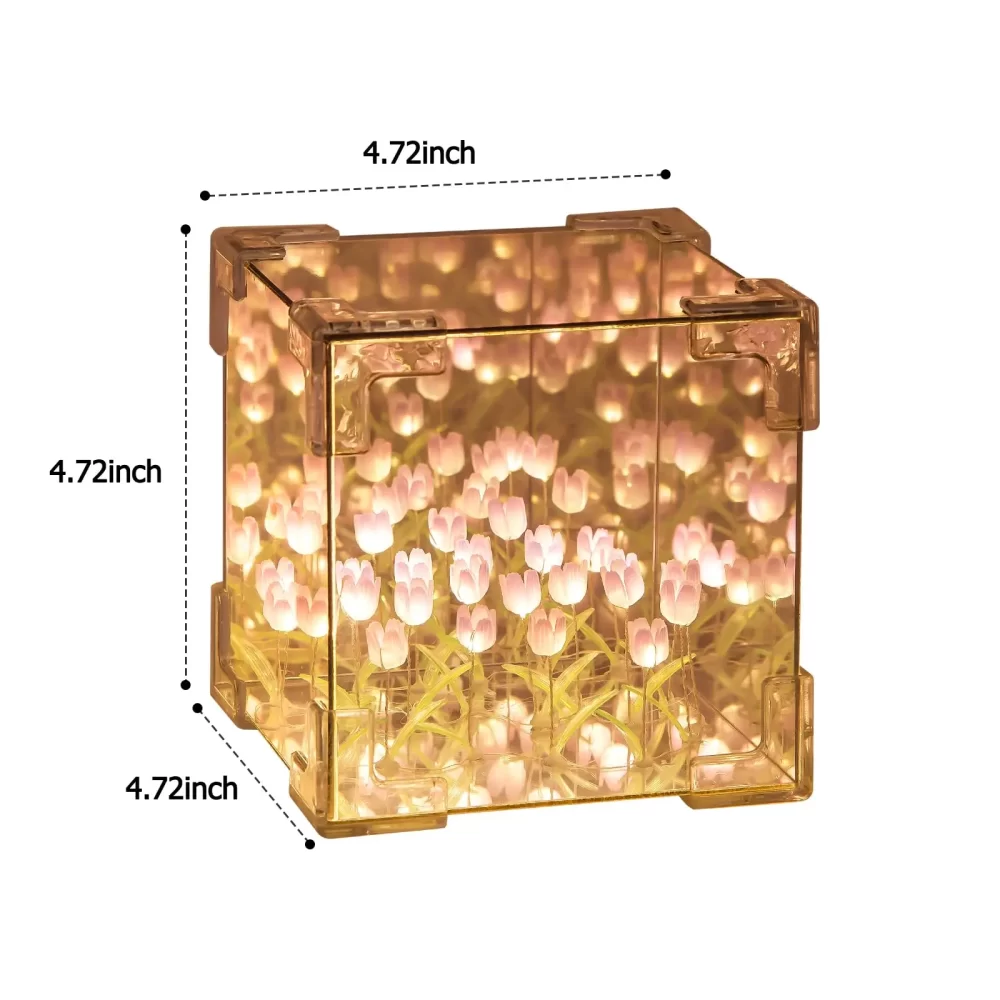 DIY Tulip Night Light Led Decorative Night Lamp Magic Cube Table Lamp and Mirror 2 in 1 for Birthday Gifts and Christmas Present - Image 4