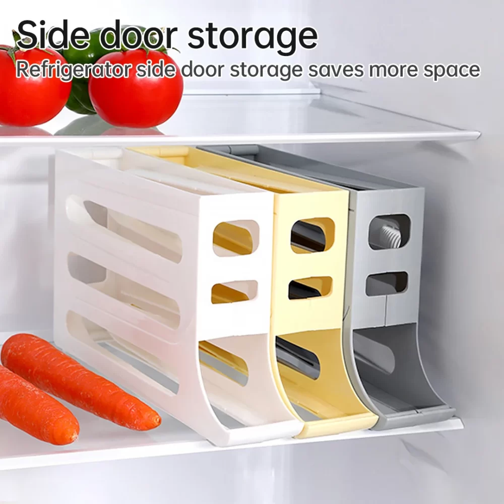 4 Tier Egg Storage Box Organizer for Refrigerator Rolling Egg Organizer Holder Fridge Storage Organizer Food Storage Container - Image 2