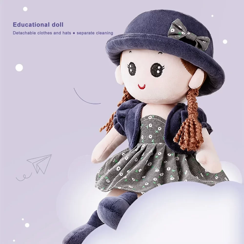 35cm Baby Girl Rag Doll With Removeable Hat Skirt Sweetheart Rag Doll Cozy Cuddle Soft Baby Doll Sleeping Plush Doll For Kids - Image 4