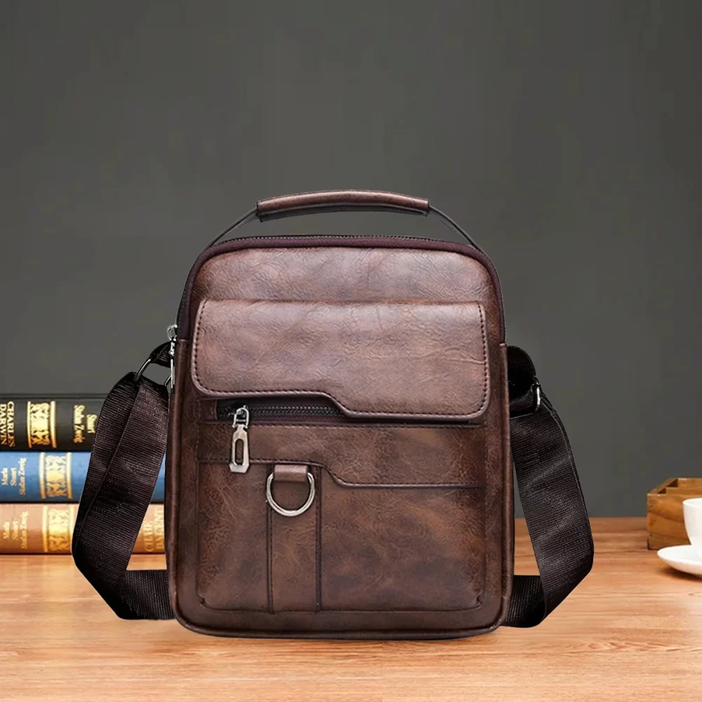 2024 Summer New Vintage Men Crossbody Bag Leather Shoulder Bag For Men Handbags Brown Black Business Messenger Bag Male Flap - Image 3