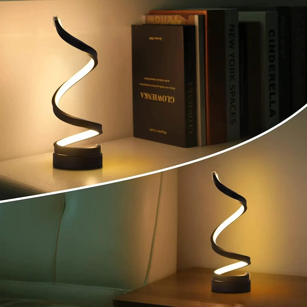 Modern Minimalist Dimmable Spiral Table Lamp, 3 Color Bedside Lamp Desk Light for Bedroom, Living Room, Office - Image 2