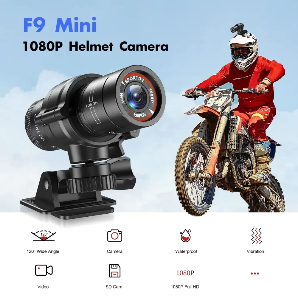 F9 Sport Camera HD 1080P Bike Motorcycle Helmet Camera Outdoor Action DV Video DVR Audio Recorder Dash Cam for Car Bicycle - Image 2