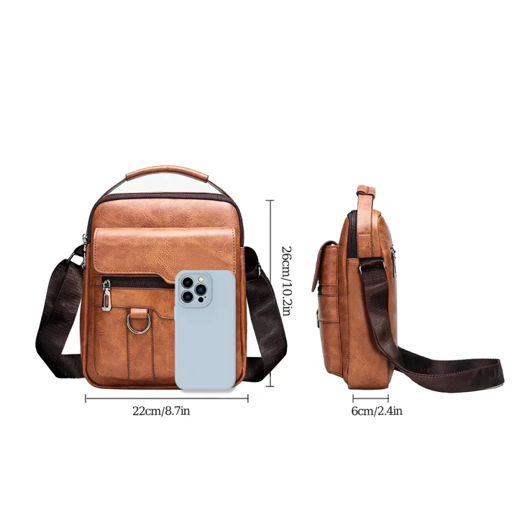 2024 Summer New Vintage Men Crossbody Bag Leather Shoulder Bag For Men Handbags Brown Black Business Messenger Bag Male Flap - Image 2