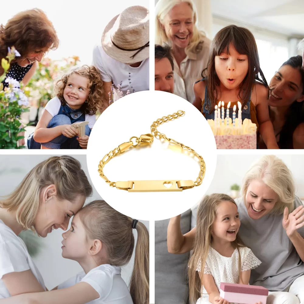 Vnox Personalize Custom Baby Girls Name Bracelet Gold Color Solid Stainless Steel Adjustable Boys Bracelet Gift to New Mom - Image 5