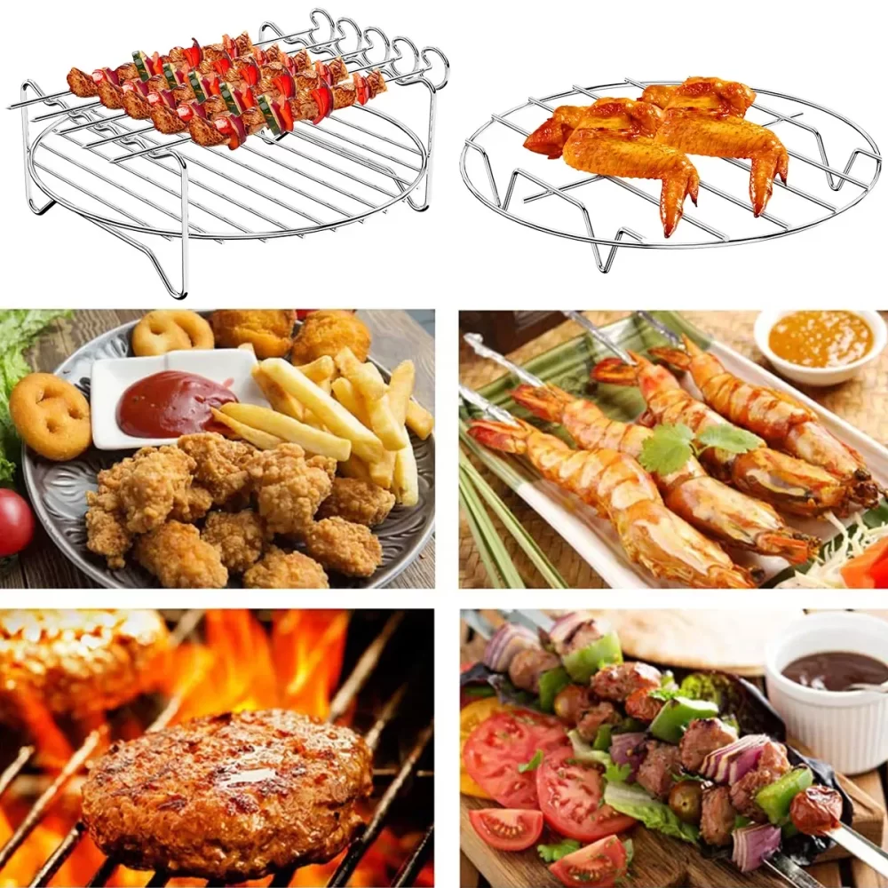 Air Fryer Stainless Steel Rack Tray&Steaming Racks Air Fryer Tools Baking Pan BBQ Gril Baking Cooker Accessories Cooking Tools - Image 4