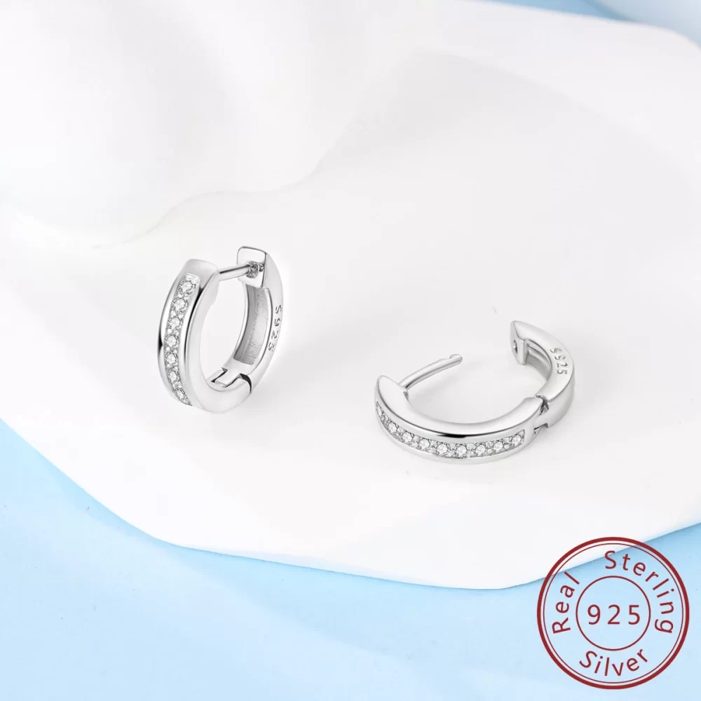 MULA 1PC 925 Sterling Silver Woman Hoop Earring Zircon Round Pendientes Fine Jewelry Gift - Image 3