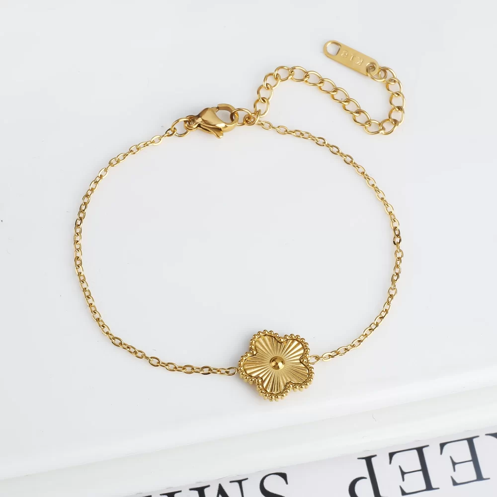 Classic Stainless Steel Hot Selling Golden Clover Adjustable Bracelet Luxury Five Leaf Flower Bracelet Jewelry For Women Gift - Image 4