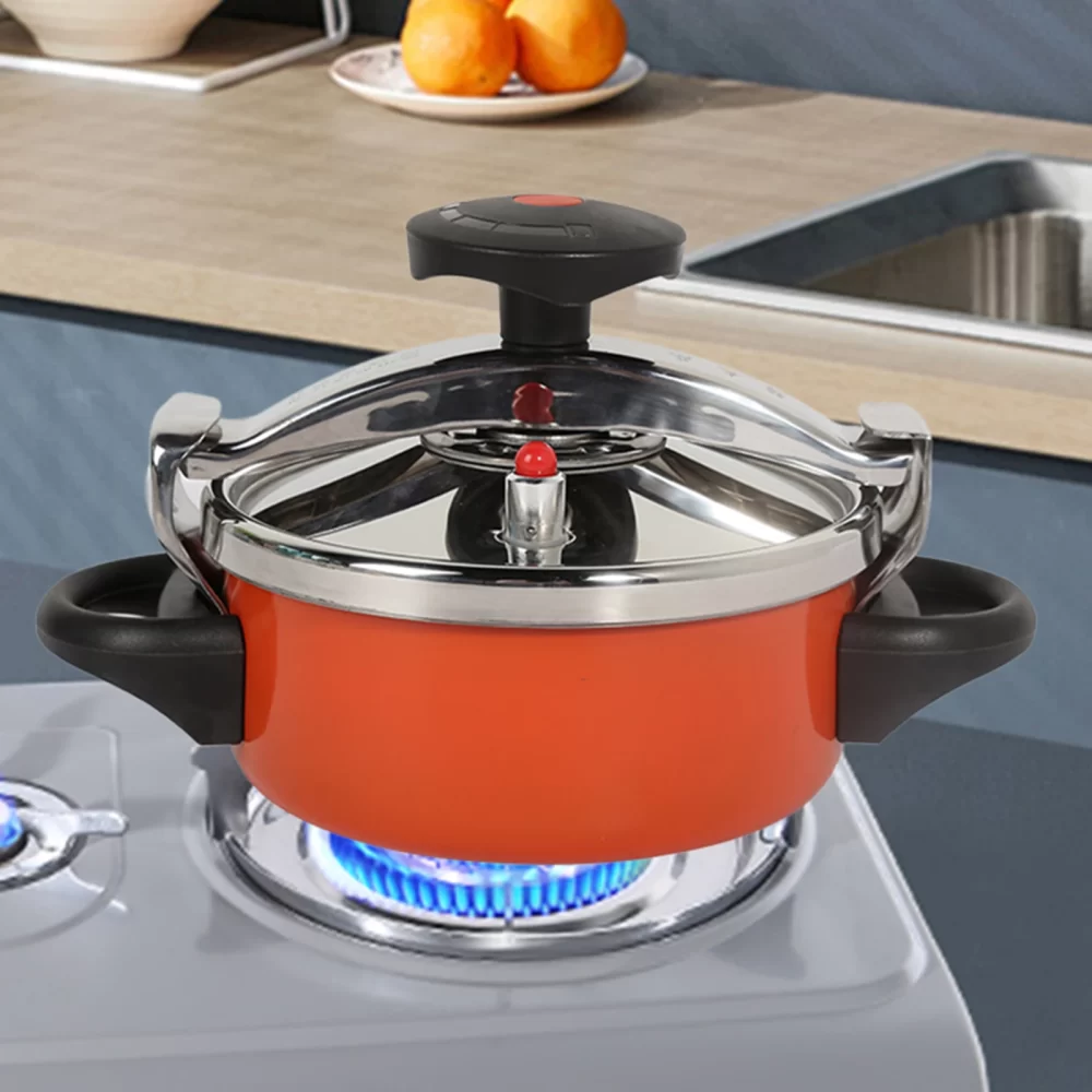 2L Stainless Steel Household Cross Beam Pressure Cooker Soup Dual Purpose Gas Induction Cooking Universal Mini Pressure Cooker