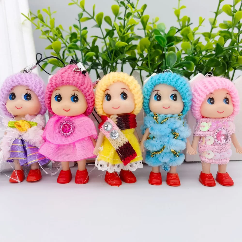 1PC Cute Fashion Kids Plush Dolls Keychain Soft Stuffed Toys Keyring Mini Plush Animals Key Chain Baby Doll Toys for Girls Women