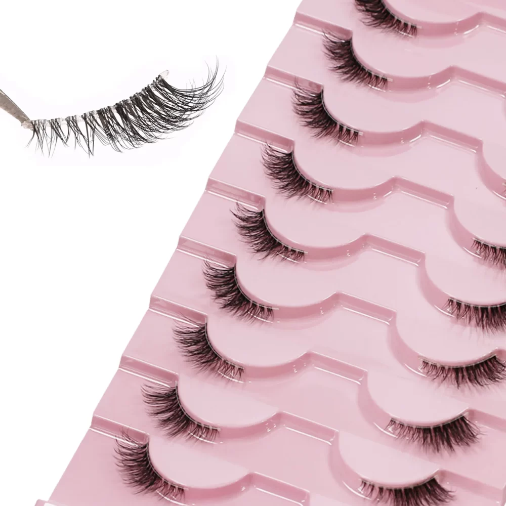 Half eyelashes, natural appearance 10 pairs of thick cat eyelashes 10mm Wispy eyelashes with short false eyelashes 3D04-10F - Image 6